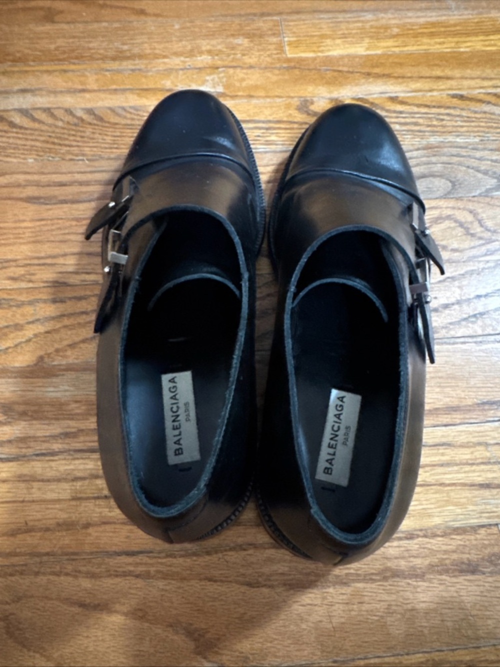 Balenciaga Paris Men’s Monk Leather Dress Shoes Size 44 US 11 Black - Picture 3 of 11